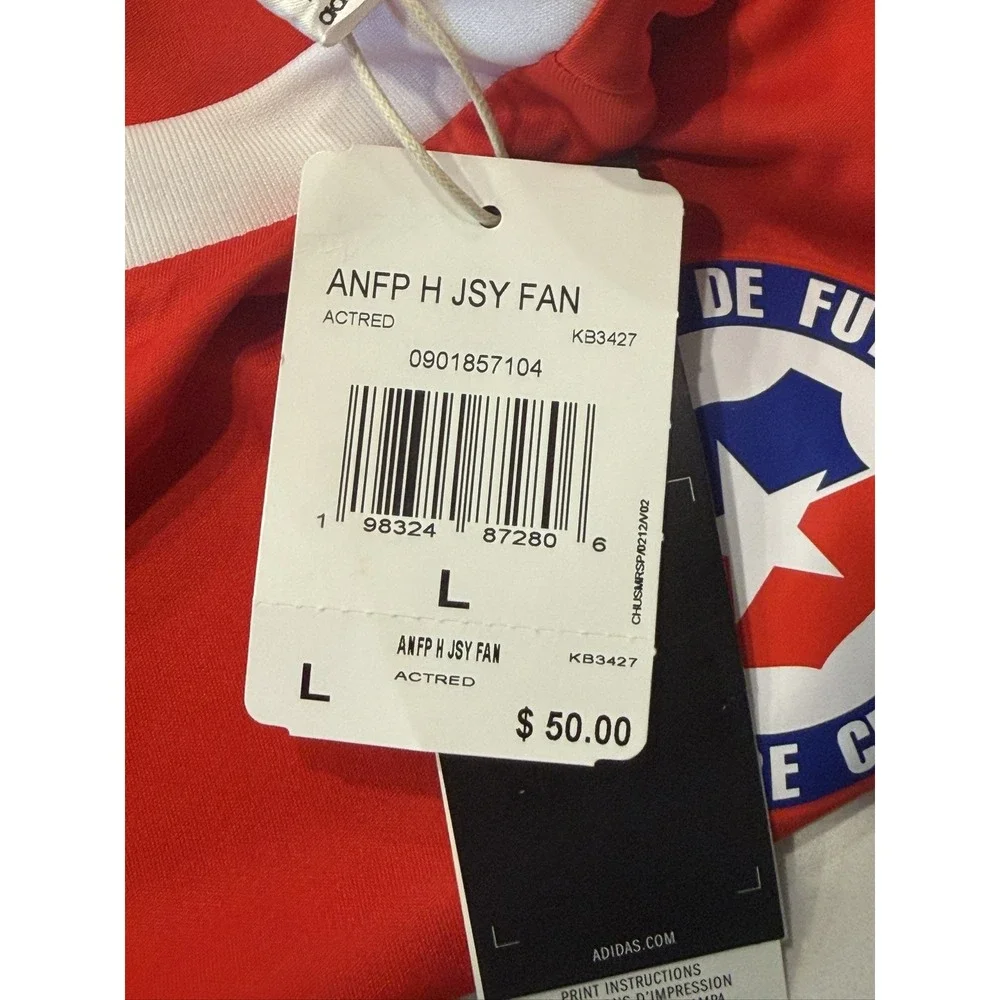 adidas Chile National Team Soccer Jersey Mens L Red Slim Fit KB3427 NEW